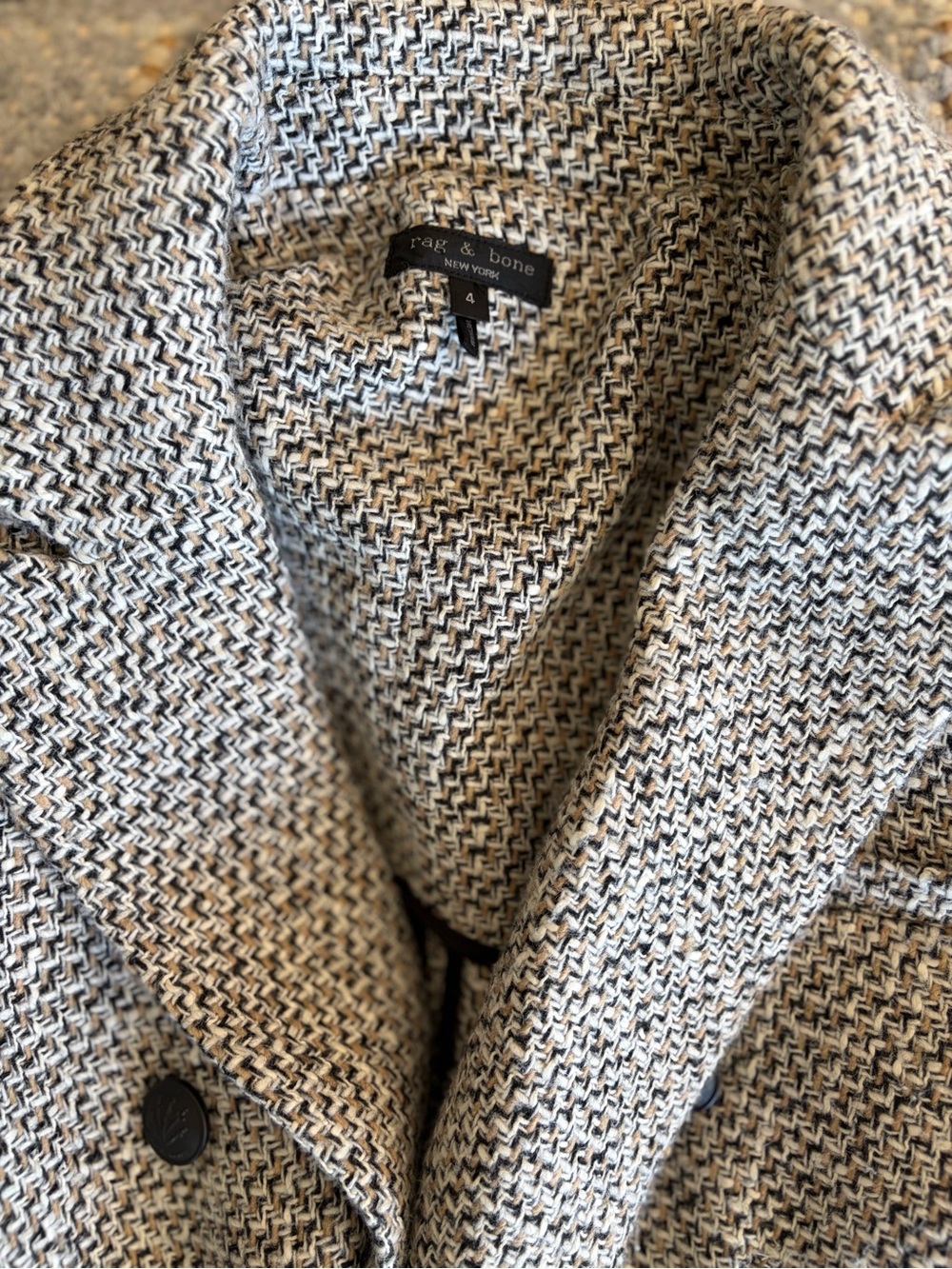 rag & bone Double-Breasted Textured Knit Blazer in Heather Gray - Picture 5 of 5